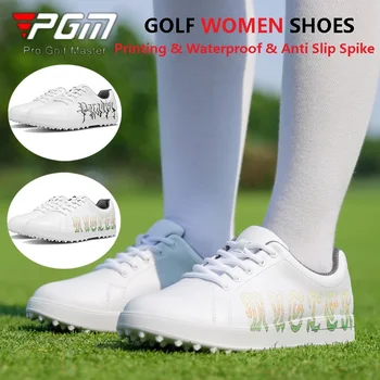 Женская водонепроницаемая обувь для гольфа PGM, женские дышащие нескользящие кроссовки с шипами, женская обувь на шнуровке с принтом, обувь для гольфа для отдыха