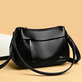 Женская сумка через плечо с трехслойным основным карманом, классическая женская сумка через плечо с 2 ремнями, высококачественные кожаные сумки и кошельки 20