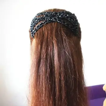Женские боковые гребни для волос в виде ромба, украшенные бисером, растягивающиеся двойные зажимы для изготовления булочек, прямая поставка 12