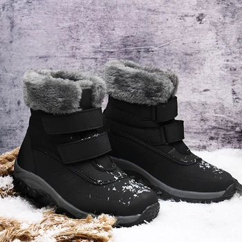 Женские зимние ботинки Fujeak, водонепроницаемые ботильоны на платформе, теплая хлопковая повседневная обувь для прогулок на свежем воздухе, Большие размеры 35-42 18
