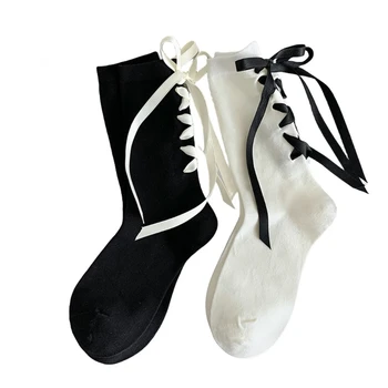 Женские модные носки, весенне-летние белые носки в рубчик, дышащие носки для девочек 19