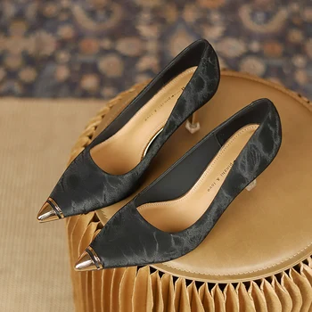 Женские туфли-лодочки из кожи с закрытым острым носком, пикантные туфли на шпильке для свадебной вечеринки, туфли для выпускного вечера 4