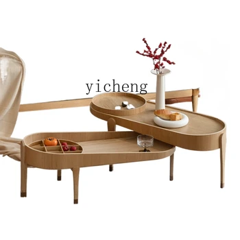 Журнальный столик ZC В японском стиле из массива дерева Для гостиной Многофункциональная небольшая квартира Современный минималистичный приставной столик 5
