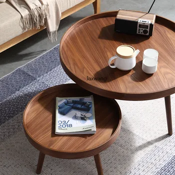 Журнальный столик в скандинавском стиле, столы для гостиной из массива дерева, японская мебель, Круглый Маленький Круглый Чайный столик из вишневого дерева, Приставной столик для дивана 18