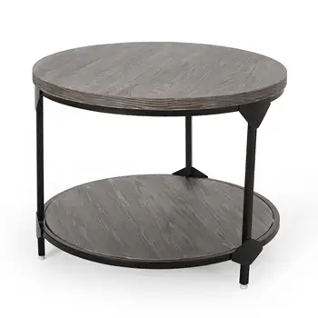 Журнальный столик из искусственного дерева Noble House Kellyn, черная, Серая мебель Мебель для дома Мебель для гостиной Журнальные столики 19