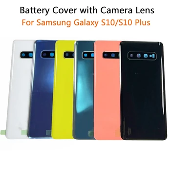 Задняя крышка батарейного отсека Samsung Galaxy S10 Plus, задняя дверца корпуса с объективом камеры + наклейка 20