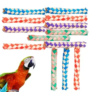 Игрушка для жевания попугая, большие игрушки для жевания попугаев, волнистые попугайчики, какаду, Разноцветная Плетеная трубка, Прочные Игрушки для птиц 5