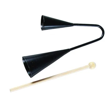 Игрушка-колокольчик для детей раннего возраста Agogo, традиционный маленький музыкальный двухцветный детский инструмент-колотушка с деревянной палочкой (черный)