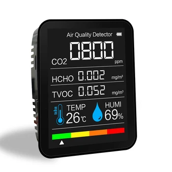 Измеритель CO2 5 in1, Цифровой датчик температуры и влажности, тестер, монитор качества воздуха, детектор двуокиси углерода TVOC, формальдегида HCHO 20