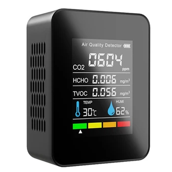Измеритель CO2 5 В 1, цифровой тестер температуры и влажности, детектор углекислого газа, монитор качества воздуха, анализатор TVOC HCHO-A 19