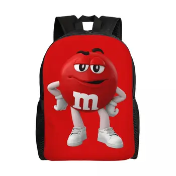 Индивидуальный двойной рюкзак M-M Chocolate для женщин и мужчин, повседневная сумка для книг для колледжа, сумки для лица с конфетным персонажем 3