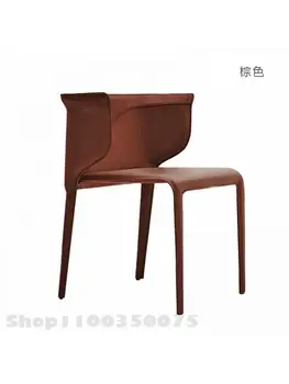 Индивидуальный Легкий Роскошный обеденный стул с седлом из натуральной кожи в скандинавском стиле для переговоров в ресторане и на стойке регистрации Итальянский дизайнер-минималист 3