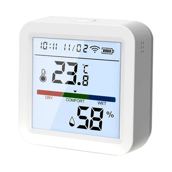 Интеллектуальный WiFi Датчик температуры и влажности, термометр-гигрометр Tuya для помещений с подсветкой ЖК-дисплея Запасные части 8