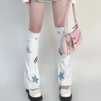 Кавайные разноцветные чехлы для ног со звездой и бабочкой Y2K для девочек Женские эластичные носки для ног Harajuku Милые гетры Аксессуары в стиле панк JK 14