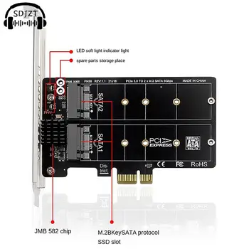 Карта адаптера M.2 SATA к PCIE Двухдисковый RAID с разделенным расширением Карта двухдискового массива PCIe X1 - NGFF M2 SATA Extended Card PH58 2