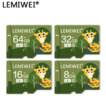 Карта памяти Lemiwei 64GB 32GB Class 10 Высокоскоростная Флеш-Карта Cute Giraffe TF 16GB 8GB U1 TF card Для Смартфона
