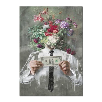 Картина с изображением цветка и денег, Настенный декор из абстрактного фильма, Картина-плакат с принтом на холсте для украшения дома в гостиной 15
