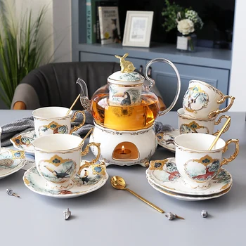 Керамическая кофейная чашка Nordic ins wind, английский послеобеденный чай, чайный сервиз в европейском стиле, маленький роскошный цветочный чай, чайный сервиз для дома 7