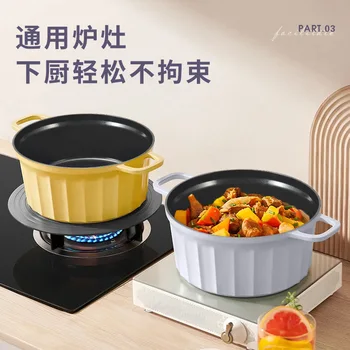 Керамическая посуда, эмалированная кастрюля, антипригарная кухонная кастрюля для супа с двойным ухом, индукционная плита, универсальная кастрюля для супа большой емкости, кастрюля для супа 15