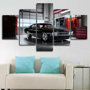 Классический автомобиль Chevrolet с 5 панелями, настенный художественный плакат, картины для украшения дома, домашний декор, HD печать без рамок, 5 штук 10