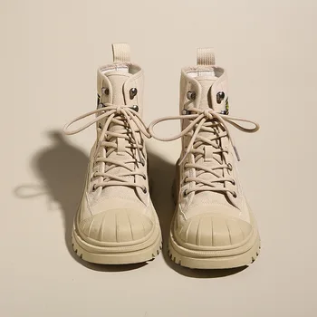 Коллекция 2023 года, Осень-Зима, Новая Креативная Китайская Женская обувь, Дышащая и удобная Вулканизированная обувь, Парусиновая обувь с высоким берцем 18
