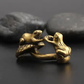 Коллекция китайских латунных резных животных, двойная лягушка, Изысканные Маленькие Статуэтки В подарок 9