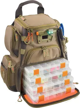 компактный рюкзак для снастей CLC WT3503 Tackle Tek Recon с подсветкой и Четырьмя Лотками PT3500, Прозрачное, водонепроницаемое Хранилище для телефона, Bei 10