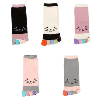 Корейские женские хлопковые носки с круглым носком из милого мультфильма 