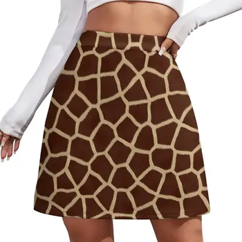 Коричневая юбка с жирафом, женские милые мини-юбки с животным принтом, летняя уличная одежда, повседневная юбка трапециевидной формы с высокой талией, большого размера на заказ