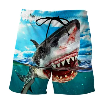 Короткие штаны для рыбалки с акулами, женские мужские модные плавки с 3D принтом, Пляжные шорты, Спортивные повседневные свободные шорты для скейтборда 4