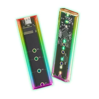 Корпус накопителя, меняющий цвет M.2 RGB, корпус внешнего жесткого диска, дизайн раздвижной крышки со светодиодной подсветкой, Портативная Поддержка дисков с ключами B и M. 8