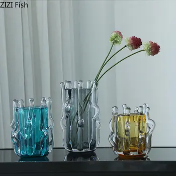Креативная прозрачная стеклянная ваза Декоративная композиция цветов Украшение стола Цветочные горшки Красочные гидропонные цветочные вазы 15