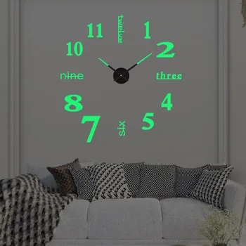 Креативные Светящиеся Бесшумные Настенные Часы DIY Для Гостиной Трехмерные Декоративные Часы Цифровые Часы Акриловые Настенные Часы 4
