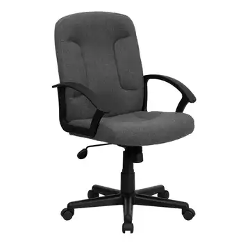 Кресло для руководителей из серой ткани Garver со средней спинкой, вращающееся Офисное кресло с нейлоновыми подлокотниками