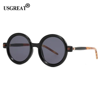 Круглые солнцезащитные очки в стиле ретро, женские, мужские, панк, фирменный дизайн, оправа для солнцезащитных очков, Винтажный бренд, Дизайнерские трендовые очки, оттенок UV400 2