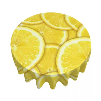 Круглый Ломтик желтого Лимона с 3D круглым рисунком Скатерти, Крышка стола, Круглая Скатерть для столовой кухни из утолщенного полиэстера, Подарок 3