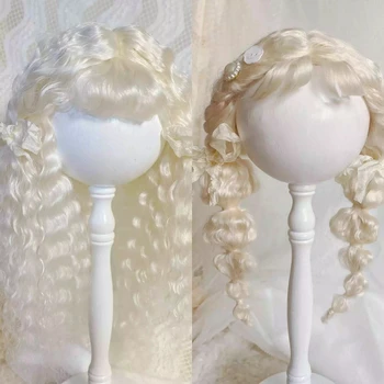 Кукольные парики для Blythe Qbaby из мохера в кремово-белых рулонах с длиной головы 9-10 дюймов 9