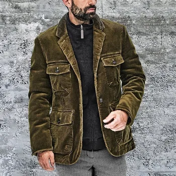 Куртка Весенне-осенняя молодежная приталенная верхняя одежда, модное мужское пальто с длинным рукавом и карманом на лацкане 15
