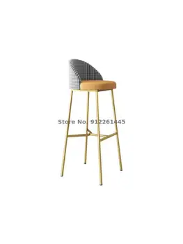 Легкий роскошный барный стул, современный простой домашний барный стул, барный стул в скандинавском стиле, барный стул с сетчатой красной модной спинкой, высокий стул 17