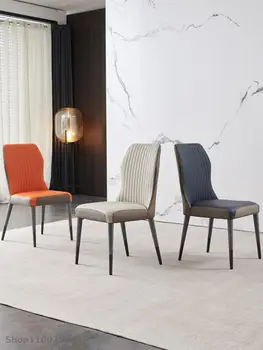Легкий роскошный обеденный стул из массива дерева, современный минималистичный домашний ресторан, стул со спинкой, кожаный стол, стул для переговоров в кафе отеля 9