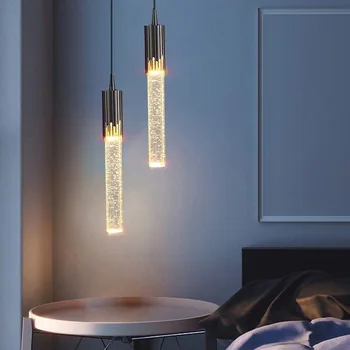Легкий Роскошный ресторанный светильник Nordic Crystal в изголовье кровати, коридора, бара, лестницы, виллы, Двухуровневый подвесной светильник длиной до пола 16
