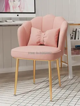 Легкое Роскошное кресло для макияжа Nordic Home Туалетный столик Табурет Для спальни для девочек Со спинкой Ins Стул для нейл-арта Простой и современный 16