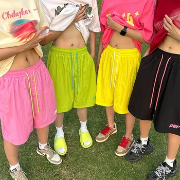 Летние Модные Тонкие дышащие Свободные мужские шорты с буквенным принтом и завязками на талии 17