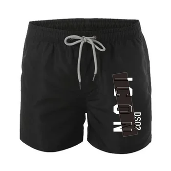 летние мужские шорты с буквенным принтом ICON 2023, двухслойная ткань, повседневная спортивная пляжная одежда для плавания, дышащие быстросохнущие шорты 18