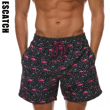 Летние плавательные шорты бренда Escatch, мужские быстросохнущие сетчатые пляжные брюки, мужской купальник для серфинга из полиэстера с принтом в спортзале, Многоцветный