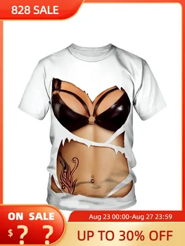 Летняя женская футболка, сексуальные женские топы, бикини с 3D принтом, Гавайская пляжная футболка, короткие повседневные футболки, забавная одежда оверсайз 5xl 4