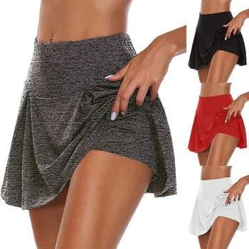 Летняя женская юбка-шорты, сексуальные быстросохнущие шорты для йоги с высокой талией, спортивные шорты для фитнеса, платье для бега, велосипедные шорты, юбка 9