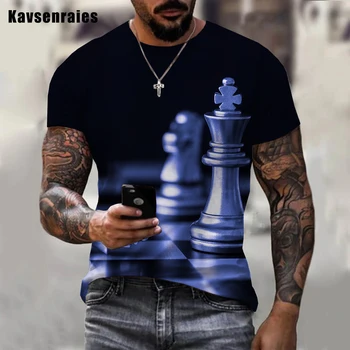 Летняя забавная мужская женская шахматная футболка с 3D принтом, игра в шахматы и карты, футболки оверсайз в стиле харадзюку, уличная одежда, топы 9