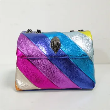 Летняя мини-радужная женская сумка, соединяющая красочные сумки через плечо, лоскутная сумка через плечо