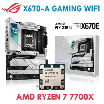 Материнская плата AM5 ASUS ROG STRIX X670E-A GAMING WIFI X670 Материнская плата DDR5 AMD Ryzen 7 7700X Комплект процессоров Для настольных компьютеров ATX Combo placa-новая 1
